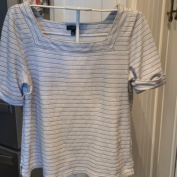 Talbots pet.beaded sparkle square neck top. Worn a few times. In very good ahape - Picture 1 of 4